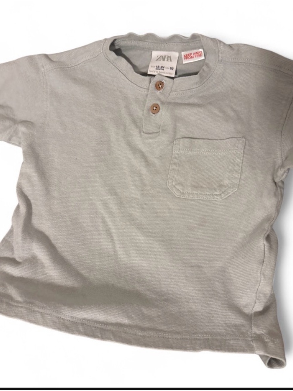 Zara Kids Neutral Henley Tee - Light Beige